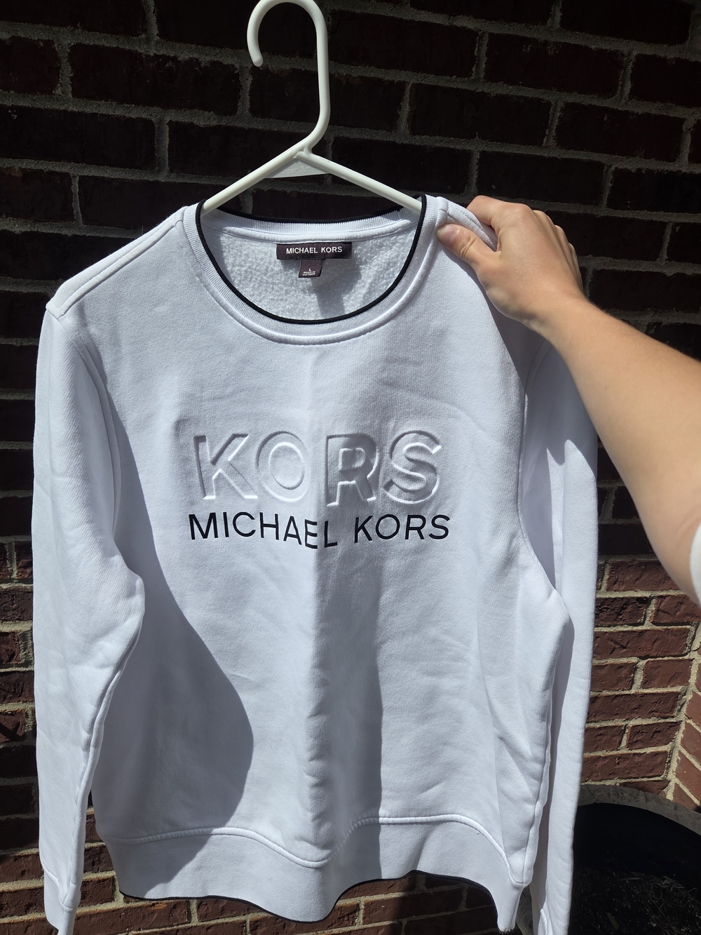 Michael Kors White Embossed Logo Sweatshirt